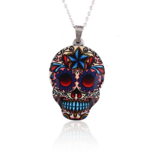 SMJEL Vintage Skeleton Pendant Necklace Women Ethnic Skull Necklaces Choker Mexican Skull Jewelry Halloween Gifts collier femme
