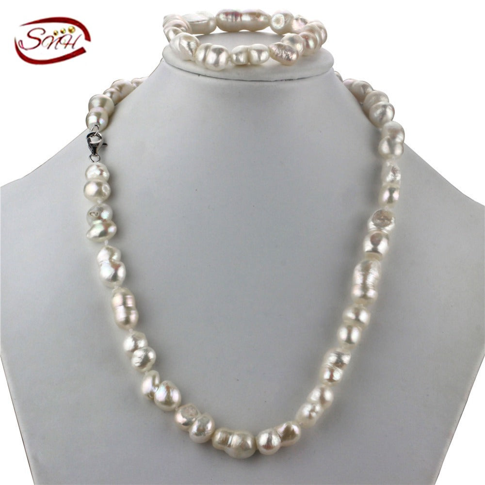 10-12mm AA baroque Amazing price 925 sterling silver jewelry real natural pearl jewelry set for women