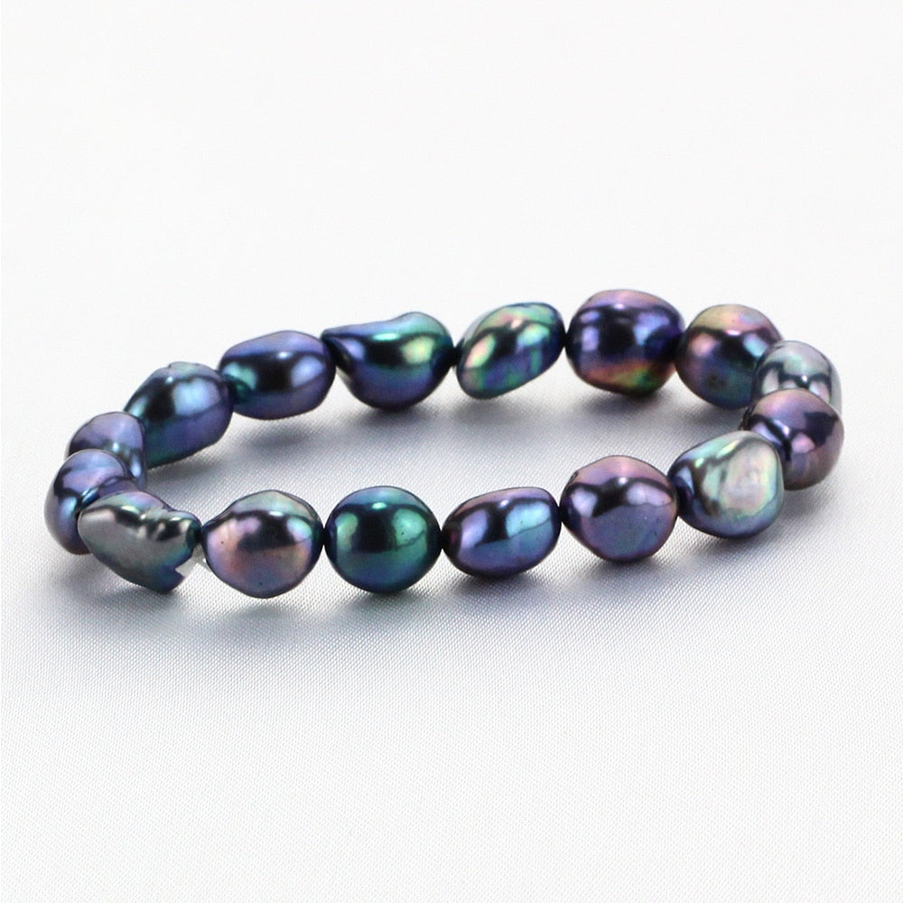 10mm AA baroque black pearl bracelet 7.5'' cultured natural bracelet pearl