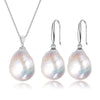 11-12mm AA+ Baroque Wedding pearl jewelry sets silver women,White natural pearl sets pendant earring