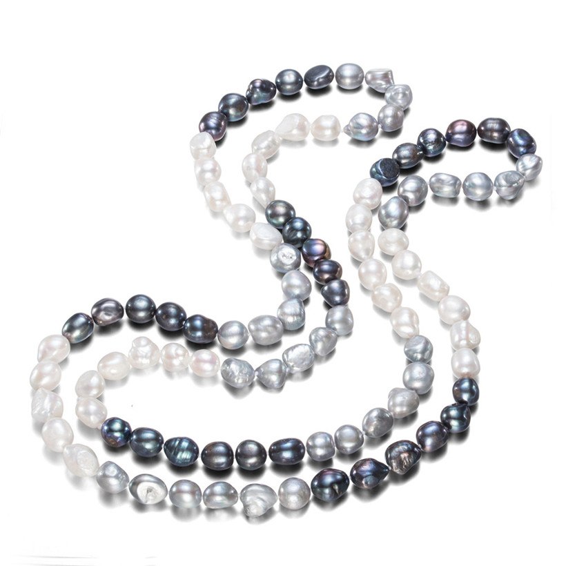 11-12mm AA baroque 47 inch multicolor pearl necklace cultured natural pearl necklace