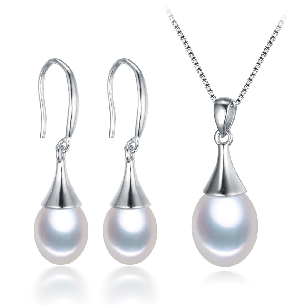 2020 Wholesale Price 100%natural pearl set pendant,drop earrings high quality jewelry 925 sterling silver best gi