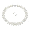 6-8mm AAA button 7.5 &18 natural real pearl jewelry set sterling silver accessory