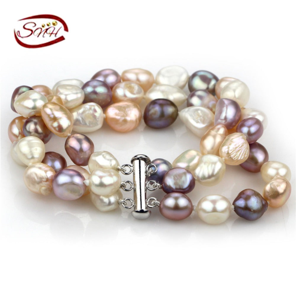 7.8inches 10mm AA baroque single pearl bracelet, natural pearl bracelet, bridal pearl bracelet