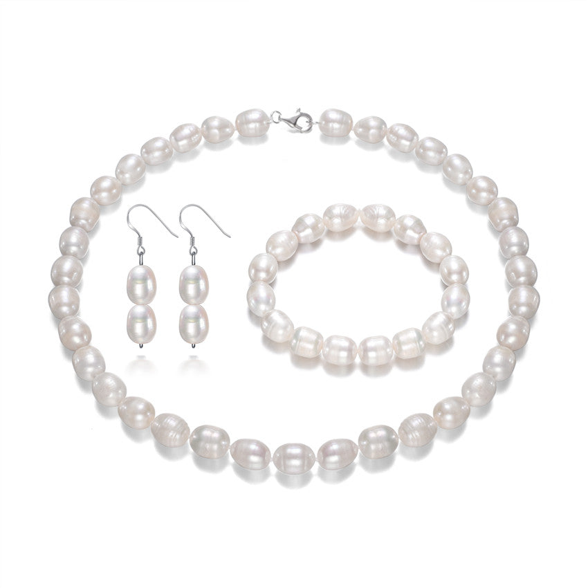 7-8mm AA oval drop mixed color charming pearl set latest design pearl set