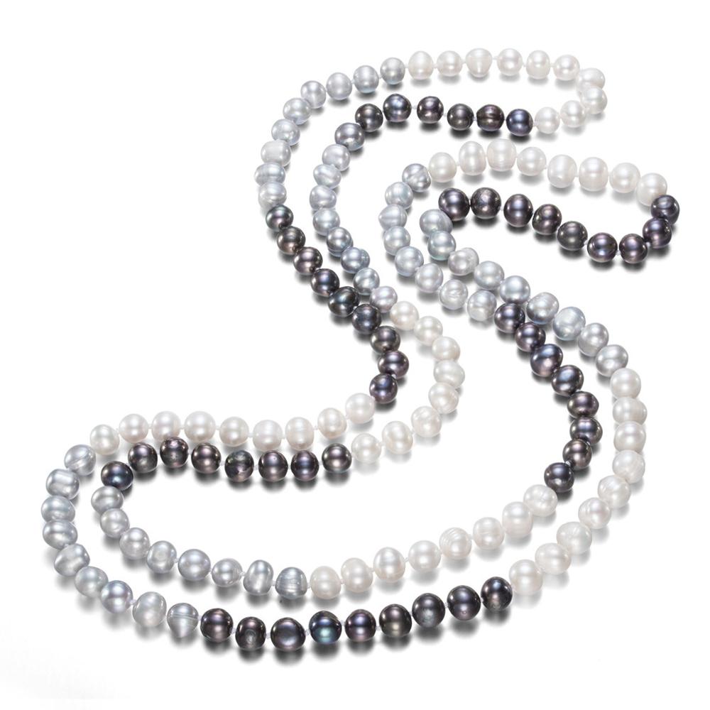 8mm AA potato 47 inch multicolor pearl necklace cultured natural pearl necklace