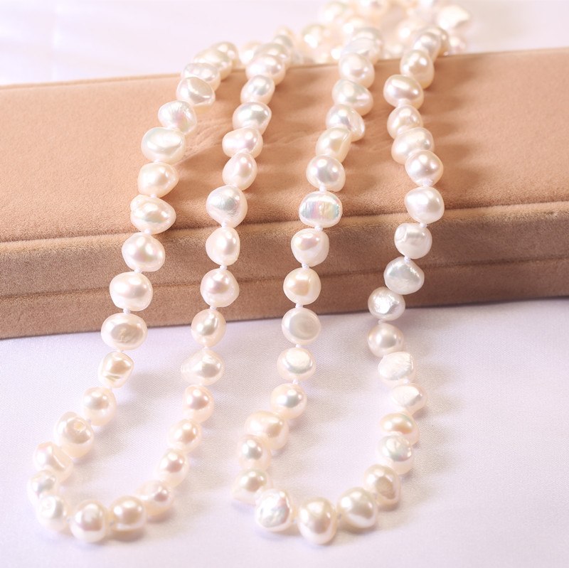 8mm baroque AA 90cm real genuine pearl necklace for woman mixed color natural cultured pearl necklace pendant