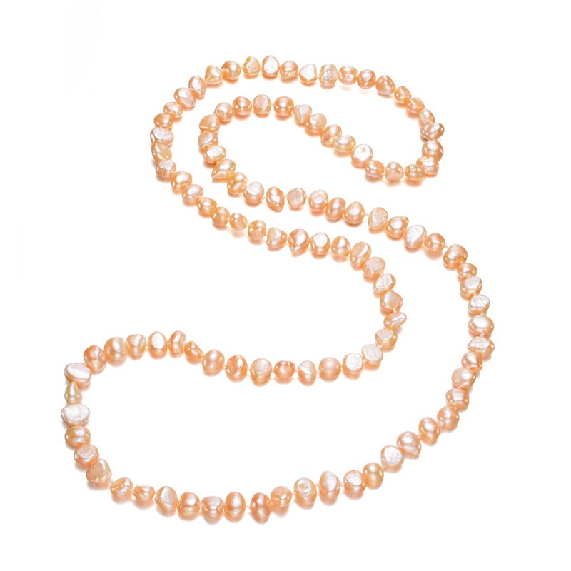 8mm baroque AA 90cm real genuine pearl necklace for woman mixed color natural cultured pearl necklace pendant