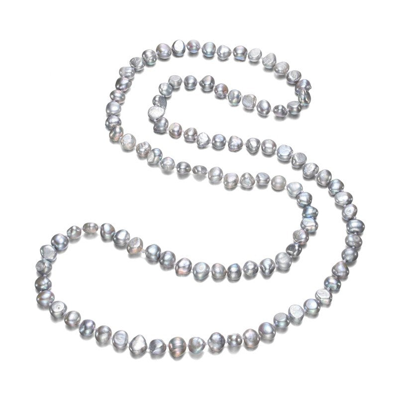 8mm baroque AA 90cm real genuine pearl necklace for woman mixed color natural cultured pearl necklace pendant