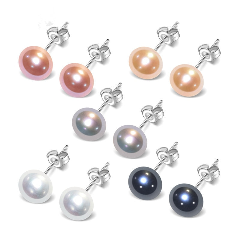 8mm button AAA 5colors Natural Pearl Jewelry Sets Fine Jewelry Real Pearl Earrings For Women