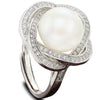 9-10mm AAA grade real nutural cultured fashion women pearl jewelry ring 925 silver design