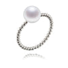 925 silver a7mm round AAA djustable ring genuine real natural cultured pearl ring with single pearl fine jewelry