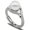 9mm button AAA 925 silver adjustable real nutural cultured pearl ring design