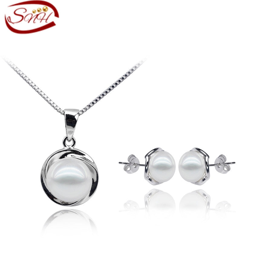 9mm buttonAAA cultured pearl set 100% sterling silver set for woman with   cost