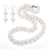 A 9mm off round pearl Necklace/Earrings 100% 925 sterling silver natural cultured pearl jewelry sets