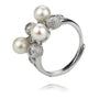 AA 5.5-6mm perfect round pearl ring genuine natural pearl ring 925 sterling silver cultured pearl jewelry ring