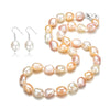 AAA 10mm baroque pearl Necklace/Earrings 100% 925 sterling silver natural cultured pearl jewelry sets