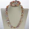 AAA 12mm baroque gourd pearl Necklace/Bracelet 925 sterling silver natural cultured pearl jewelry set