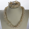 AAA 5-6mm nugget twisted pearl Necklace/Bracelet 925 sterling silver natural cultured pearl jewelry set