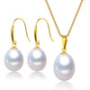 8mm AAA Drop Natural Real 18K Gold Pearl Jewelry