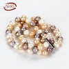 High quality 9 mm AA grade potato multi-color Natural pearl bracelet for women 925 silver Jewelry   pric