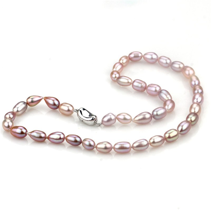 Natural Pearl Necklace Mixed Color Real Pearl Necklace with Sterling Silver Clasp
