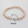 Real Natural Pearl Bracelet 7-8mm Rice Shape White Genuine Cultured Pearl Bracelet with Fres Shipping