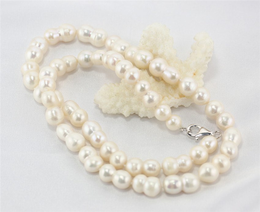 pearl necklace baroque 9-11mm gourd pearl necklace jewelry for women 925 sterling silver clasp