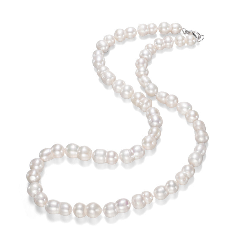 pearl necklace baroque white 9-11mm gourd pearl necklace jewelry for women 925 sterling silver clasp