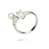 two AA 5-5.5mm perfect round pearl ring genuine natural pearl ring sterling silver cultured pearl jewelry ring