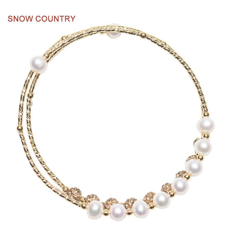5-5.5mm Round Natural Pearl Resizable Bracelets For Girlfriend Gift Fashion Jewelry