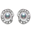 8-9mm Genuine Button Shape White Pearl Earrings For Girlfriend S925 Sterling Silver Gift Free S