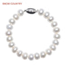 9-10 mm White Natural Real Button Shaped Pearl Bracelet For girlfriend Fashion Jewelry