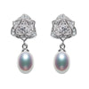 Earl Flower 7.5-8mm Genuine Teardrop Shaped Pearl Earrings For Girlfriend S925 Sterling Silver Gift