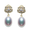 Earl Flower 7.5-8mm Genuine Teardrop Shaped Pearl Earrings For Girlfriend S925 Sterling Silver Gift