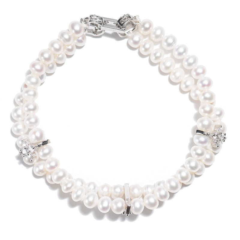 4.5-5.5mm Near Round Natural Pearl Bracelets For Girlfriend Gift Fashion Jewelry