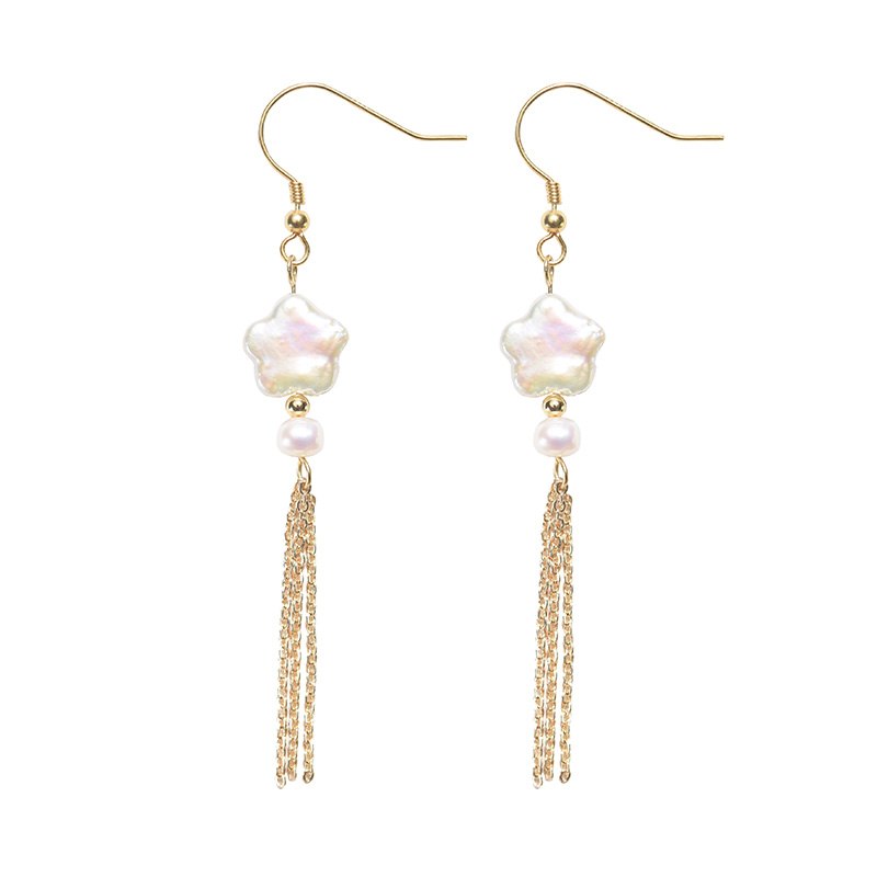 Baroque and Star Shaped Dangle Pearl Earrings Sterling Silver For Teen Factory Outlet