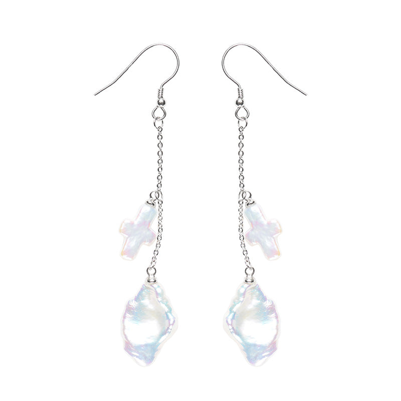 S925 Sterling Silver Unique Shaped High Luster Real Pearl Earrings For Female Gift Fashion Jewelry Factory Outlet