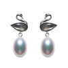 Swan 7.5-8mm Real Teardrop Shaped Pearl Earrings For Girlfriend S925 Sterling Silver Gift