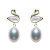 Swan 7.5-8mm Real Teardrop Shaped Pearl Earrings For Girlfriend S925 Sterling Silver Gift