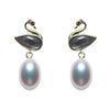 Swan 7.5-8mm Real Teardrop Shaped Pearl Earrings For Girlfriend S925 Sterling Silver Gift