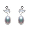 Swan 7.5-8mm Real Teardrop Shaped Pearl Earrings For Girlfriend S925 Sterling Silver Gift