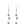 Three Teardrop Pearls Dangling in Sterling Silver Earrings High Quality For Girlfriend Gift