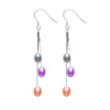 Three Teardrop Pearls Dangling in Sterling Silver Earrings High Quality For Girlfriend Gift