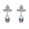 7.5-8mm Genuine Drop Shaped White Pearl Earrings For Women S925 Sterling Silver Fashion Jewelry