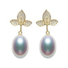 7.5-8mm Genuine Drop Shaped White Pearl Earrings For Women S925 Sterling Silver Fashion Jewelry