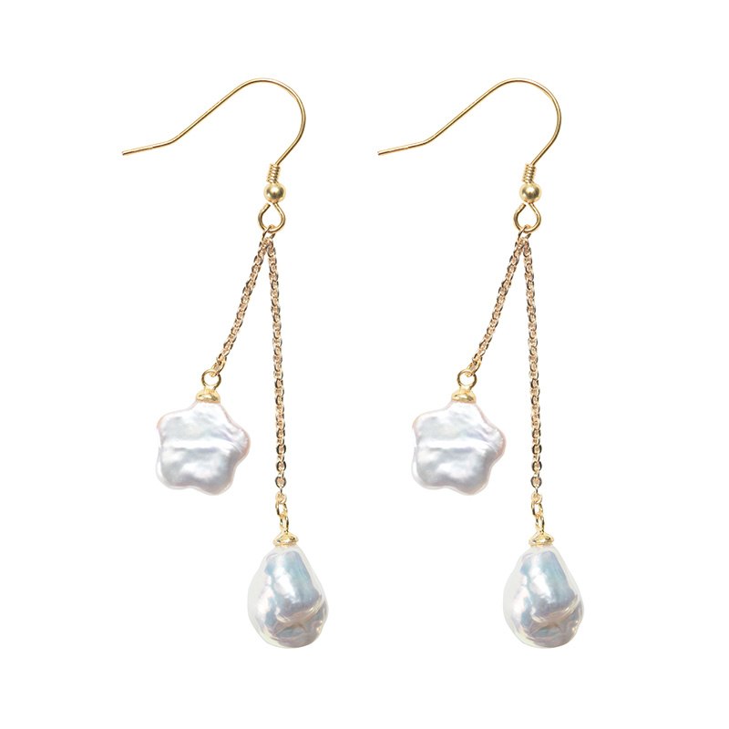 for Girl Personality Ear Hooks Unique Baroque Pearl Earrings High Luster Sterling Silver