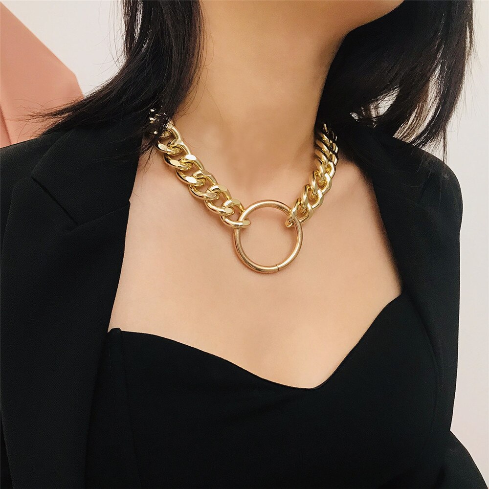 SOBig Hyperbole Women Wide Chokers Necklaces Charming Gold Silver Color Party Jewelry Circle Lady Birthday Bjoux Gift