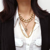 SO Oversize Big Hyperbole Punk Women Multilayer Chokers Necklaces Chic Small Emboss Round Pendant For Party Jewelry