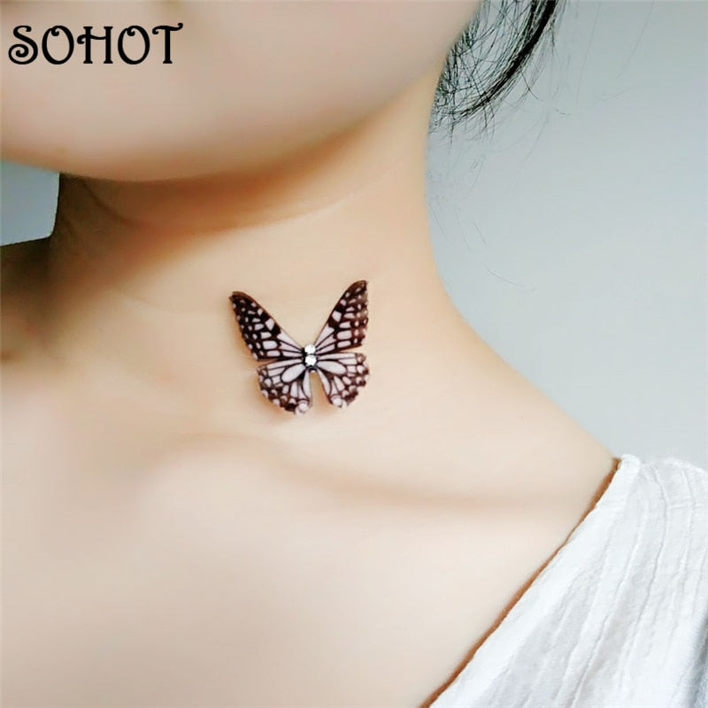 SOTrendy 3D Butterfly Choker Collar Necklace for Women Party Fishing line Boho Party Jewelry Bijoux Valentine's Day Gifts